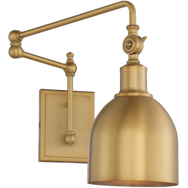 Meridian Lite Trends 1-Light Adjustable Wall Sconce in Natural Brass M90019NB