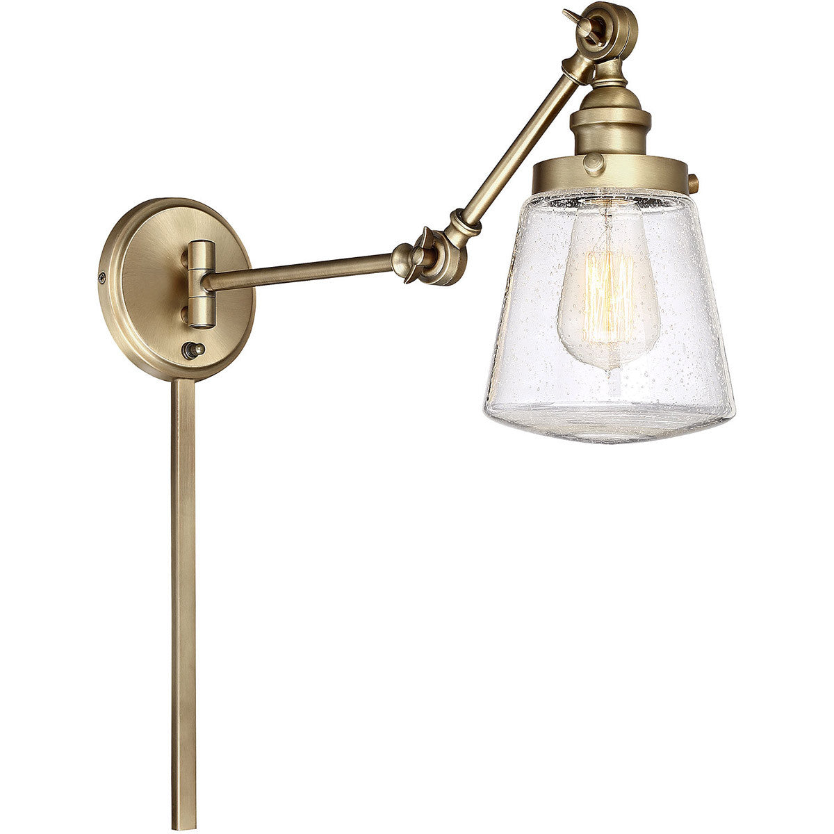 Meridian Lite Trends 1-Light Adjustable Wall Sconce in Natural Brass M90020NB