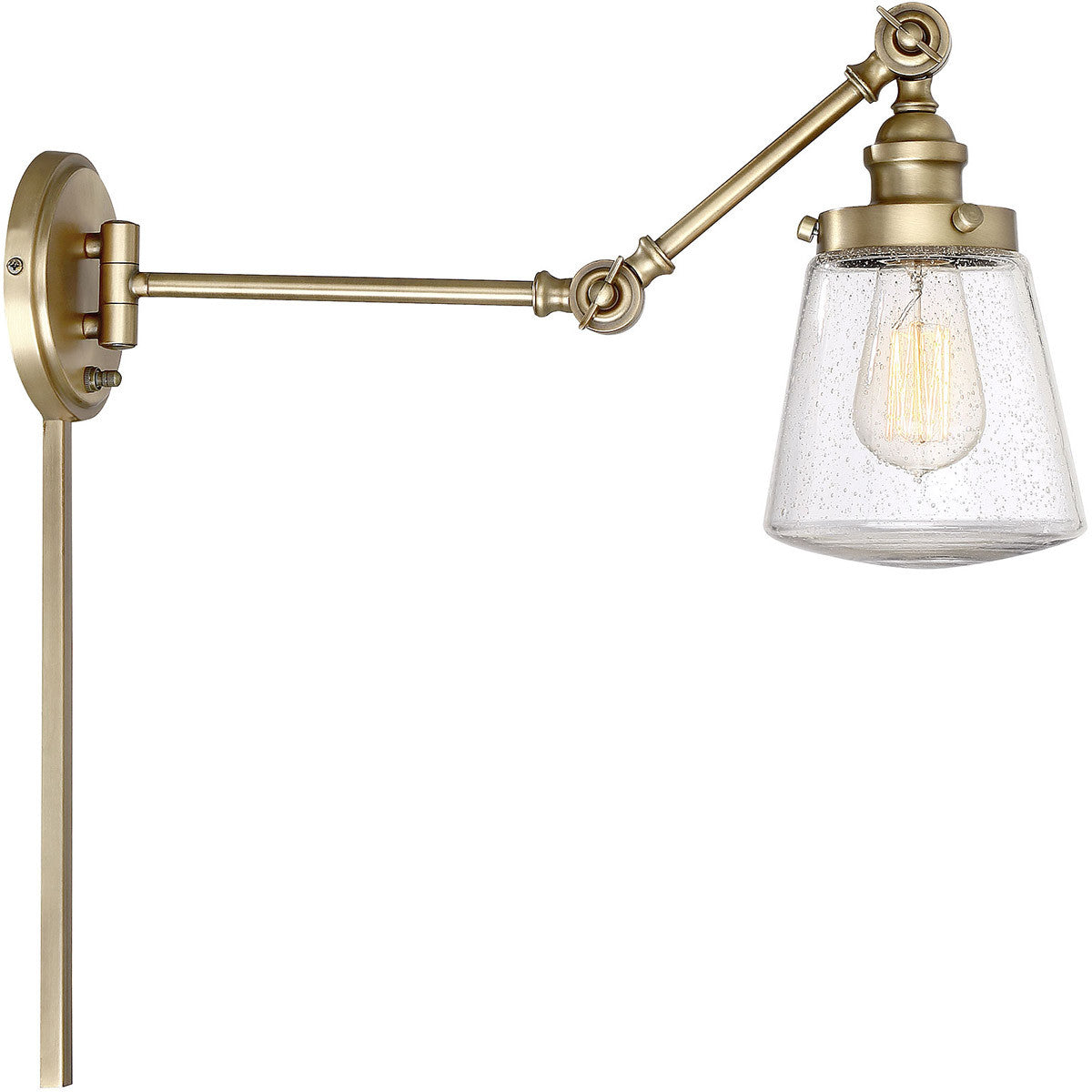 Meridian Lite Trends 1-Light Adjustable Wall Sconce in Natural Brass M90020NB