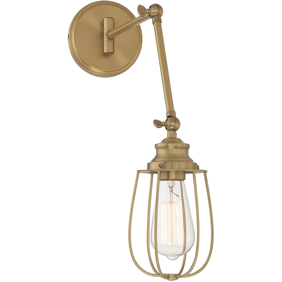 Meridian Lite Trends 1-Light Adjustable Wall Sconce in Natural Brass M90022NB