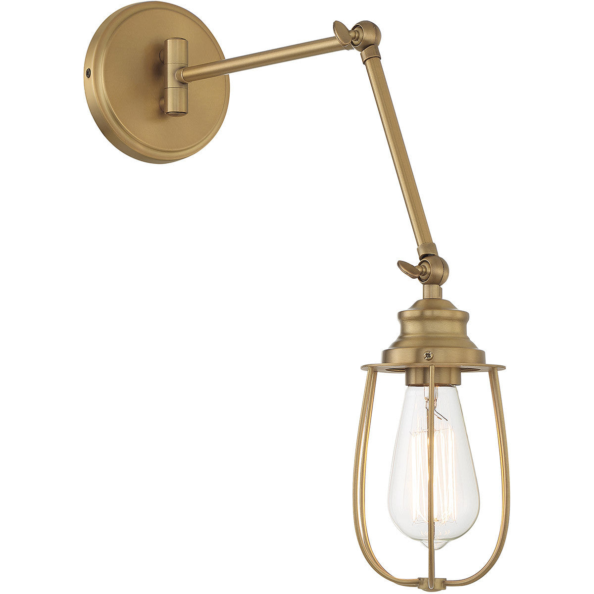 Meridian Lite Trends 1-Light Adjustable Wall Sconce in Natural Brass M90022NB