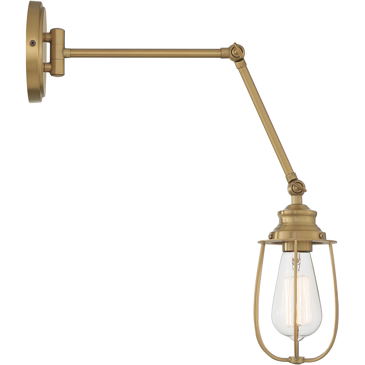 Meridian Lite Trends 1-Light Adjustable Wall Sconce in Natural Brass M90022NB