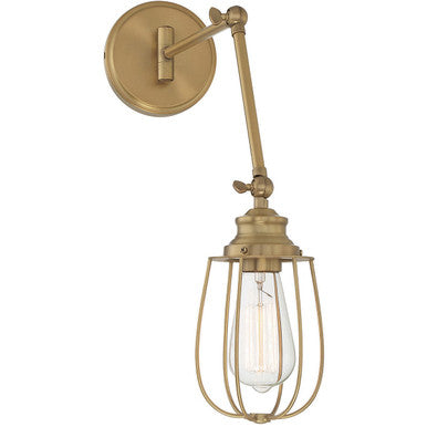 Meridian Lite Trends 1-Light Adjustable Wall Sconce in Natural Brass M90022NB