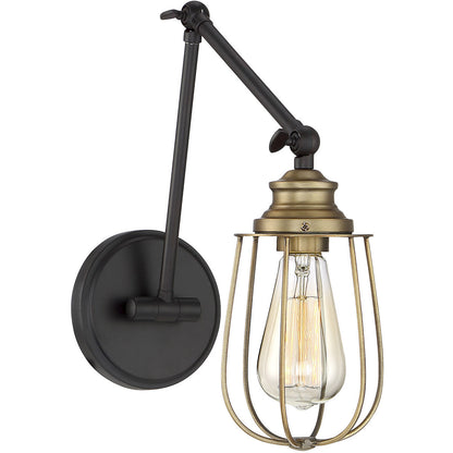 Meridian Lite Trends 1-Light Adjustable Wall Sconce in Oil Rubbed Bronze with Natural Brass M90022ORBNB