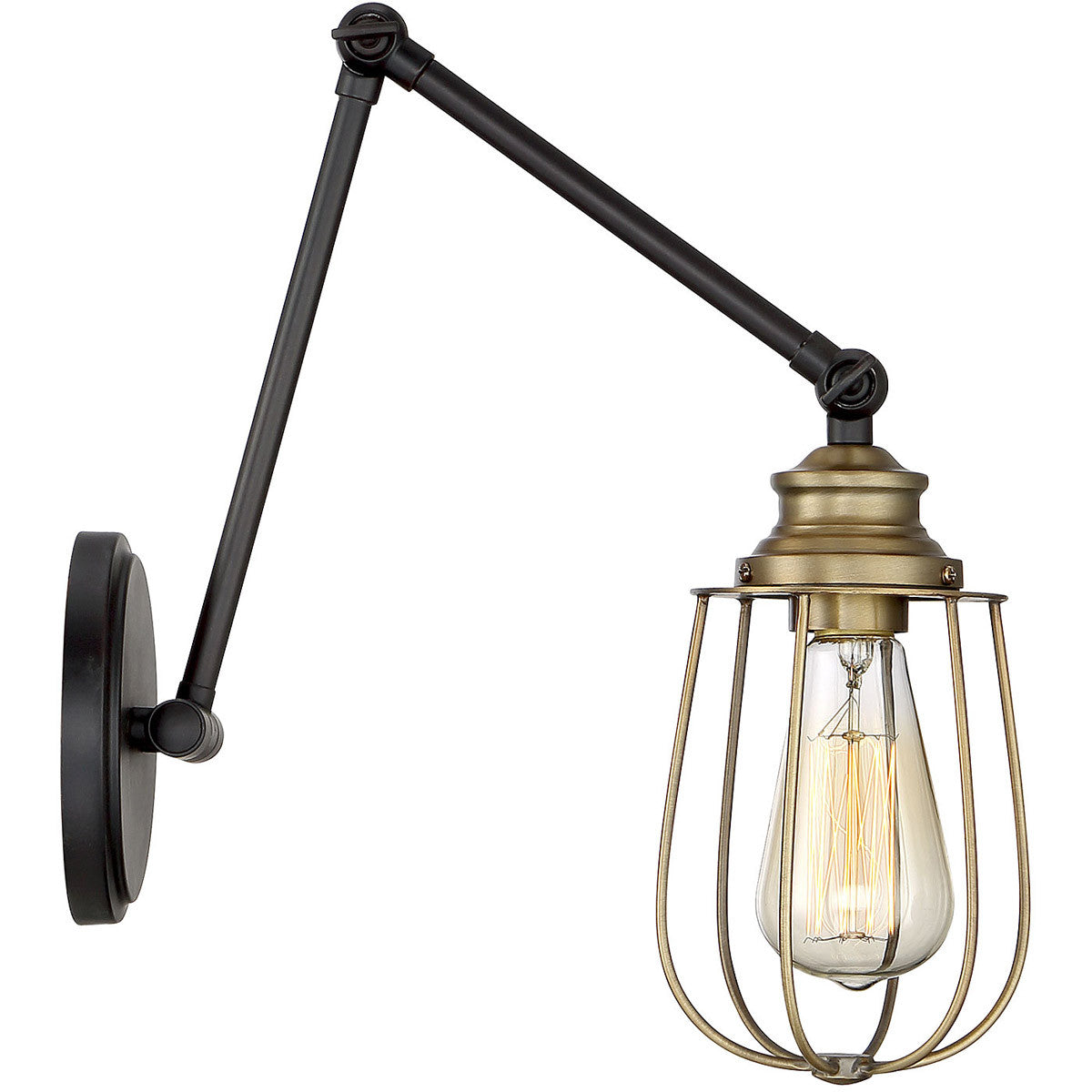 Meridian Lite Trends 1-Light Adjustable Wall Sconce in Oil Rubbed Bronze with Natural Brass M90022ORBNB