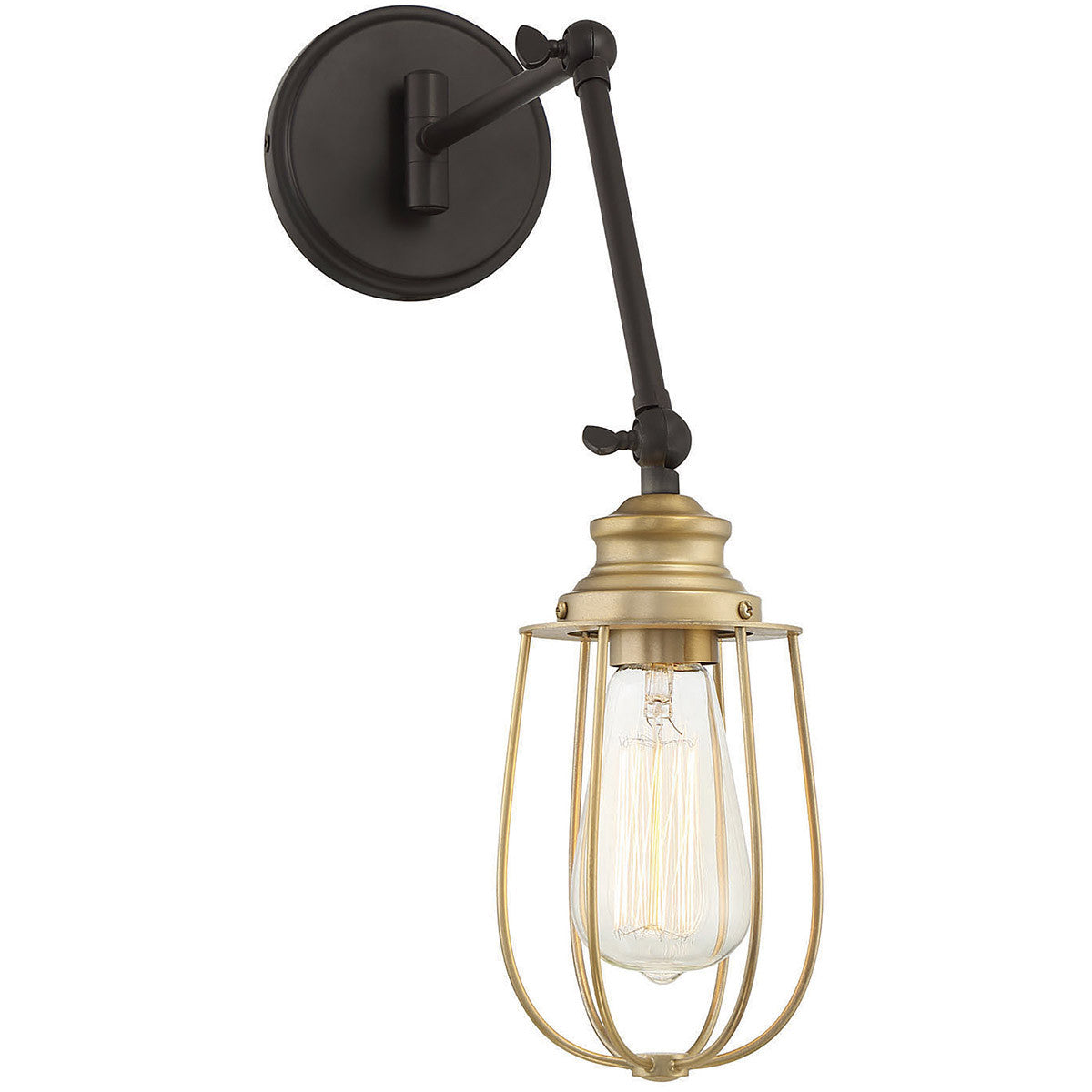 Meridian 1-Light Adjustable Wall Sconce in Oil Rubbed Bronze with Natural Brass M90022ORBNB