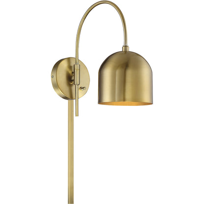 Meridian Lite Trends 1-Light Adjustable Wall Sconce in Natural Brass M90045NB