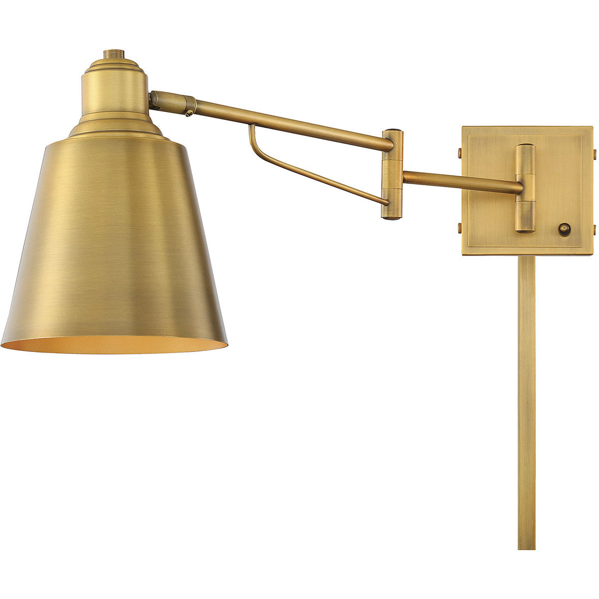 Meridian Lite Trends 1-Light Adjustable Wall Sconce in Natural Brass M90047NB