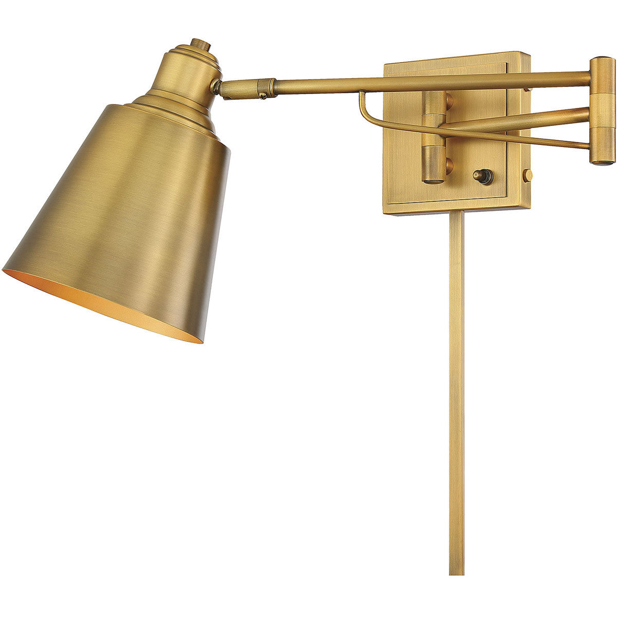 Meridian Lite Trends 1-Light Adjustable Wall Sconce in Natural Brass M90047NB