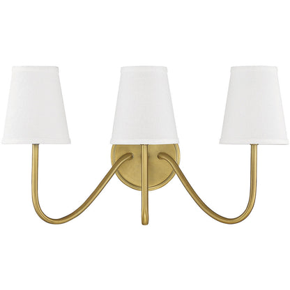 Meridian Lite Trends 3-Light Wall Sconce in Natural Brass M90056NB