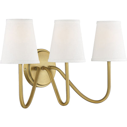 Meridian Lite Trends 3-Light Wall Sconce in Natural Brass M90056NB