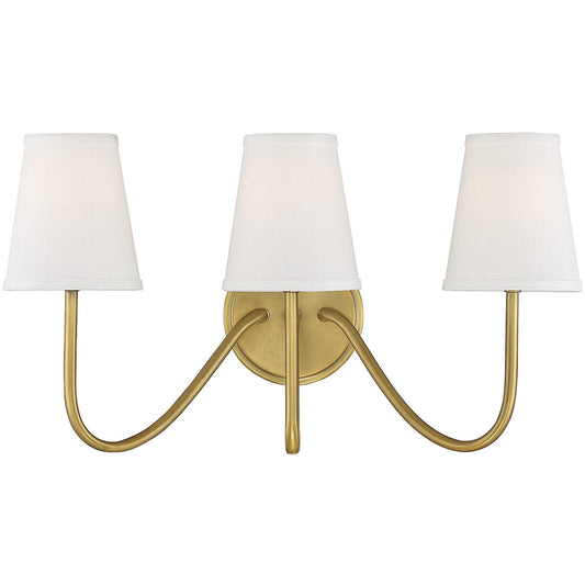 Meridian 3-Light Wall Sconce in Natural Brass M90056NB