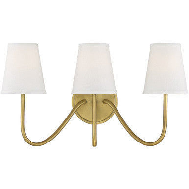 Meridian Lite Trends 3-Light Wall Sconce in Natural Brass M90056NB