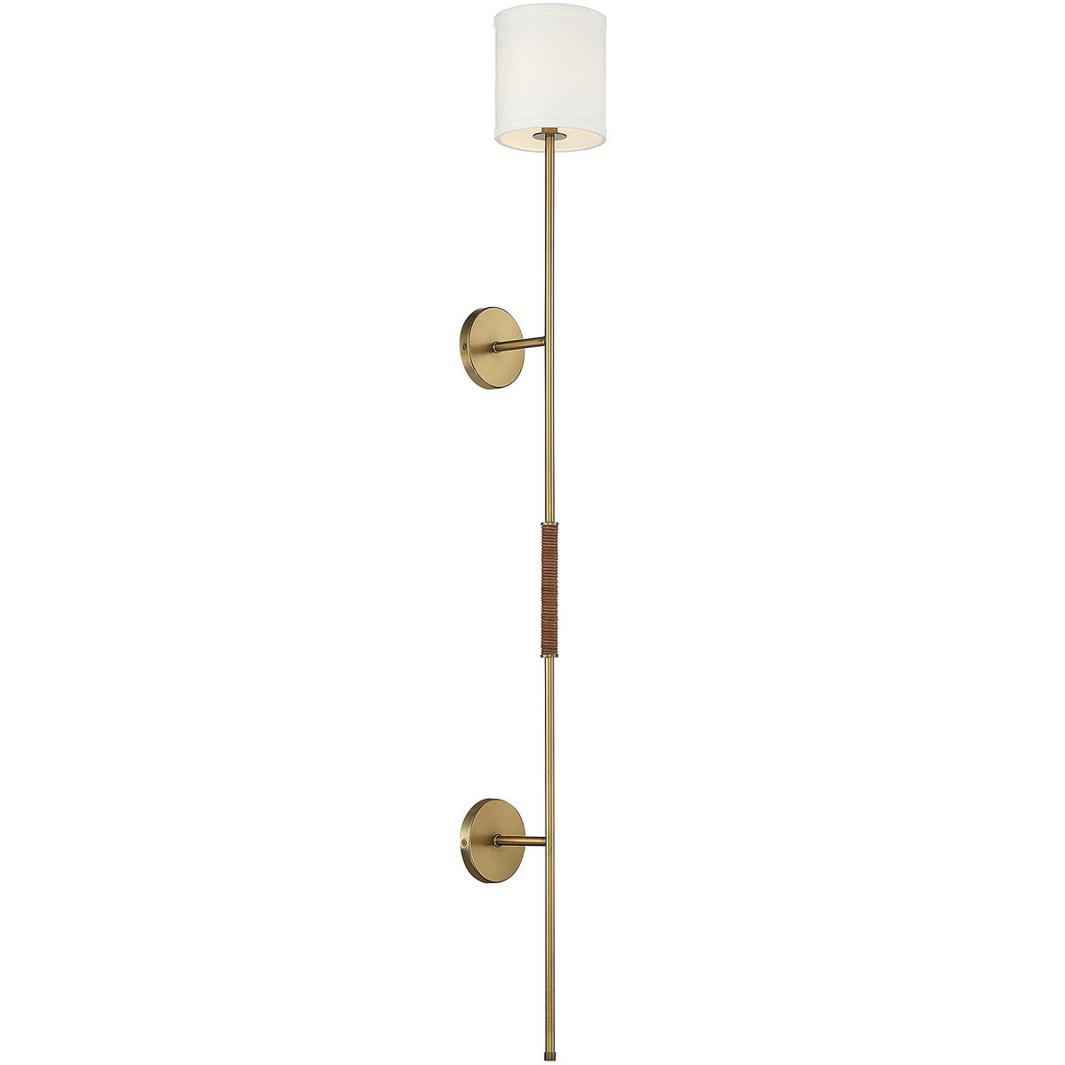 Meridian Lite Trends 1-Light Plug-In Wall Sconce in Natural Brass with Leather Accent M90063NB