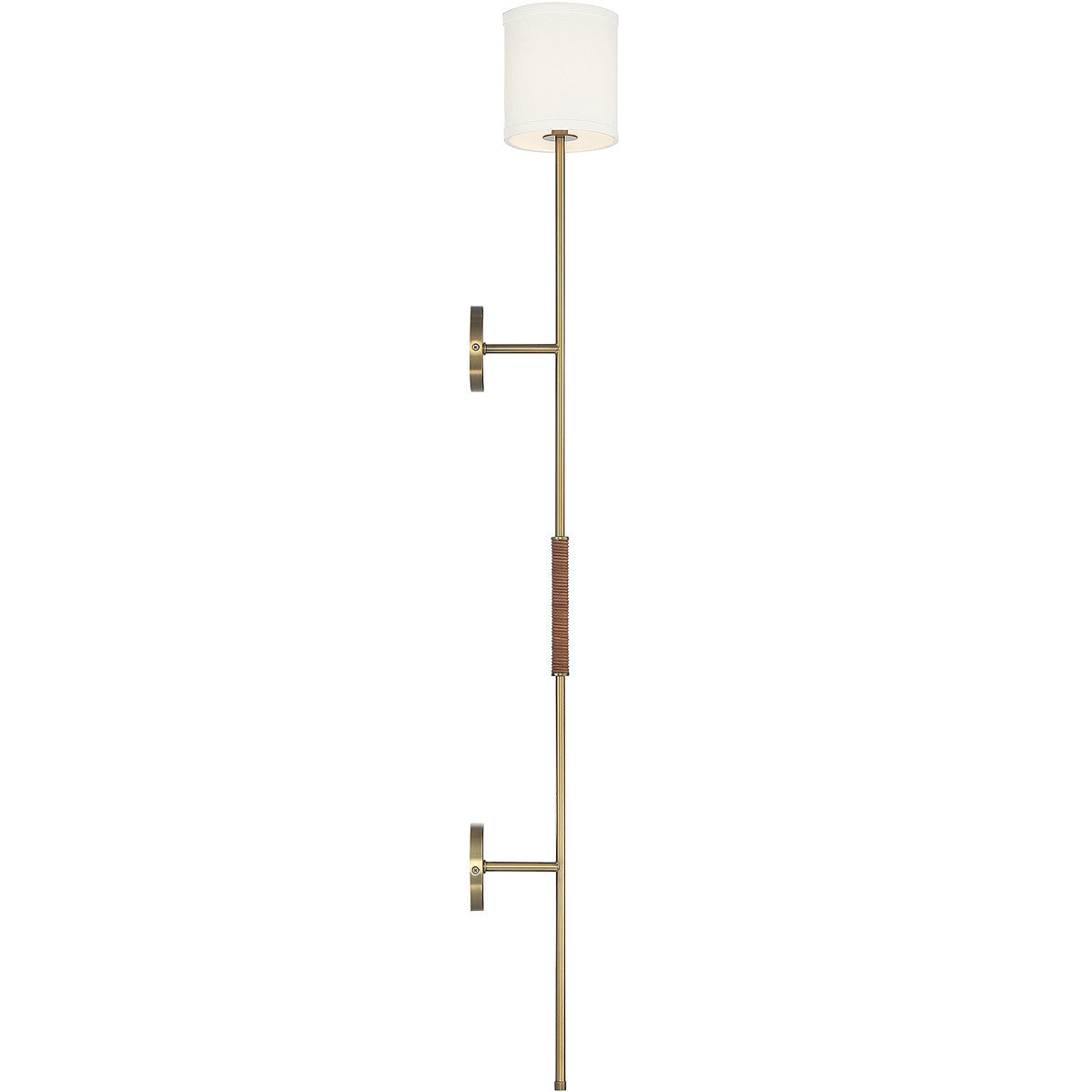 Meridian Lite Trends 1-Light Plug-In Wall Sconce in Natural Brass with Leather Accent M90063NB