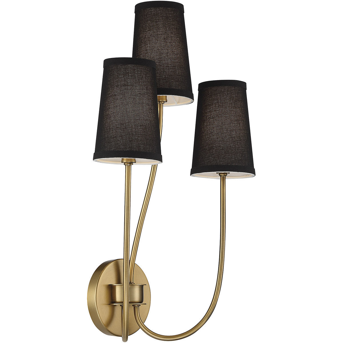 Meridian Lite Trends 3-Light Wall Sconce in Natural Brass M90065NB