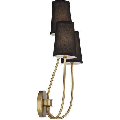 Meridian Lite Trends 3-Light Wall Sconce in Natural Brass M90065NB