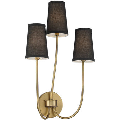 Meridian Lite Trends 3-Light Wall Sconce in Natural Brass M90065NB