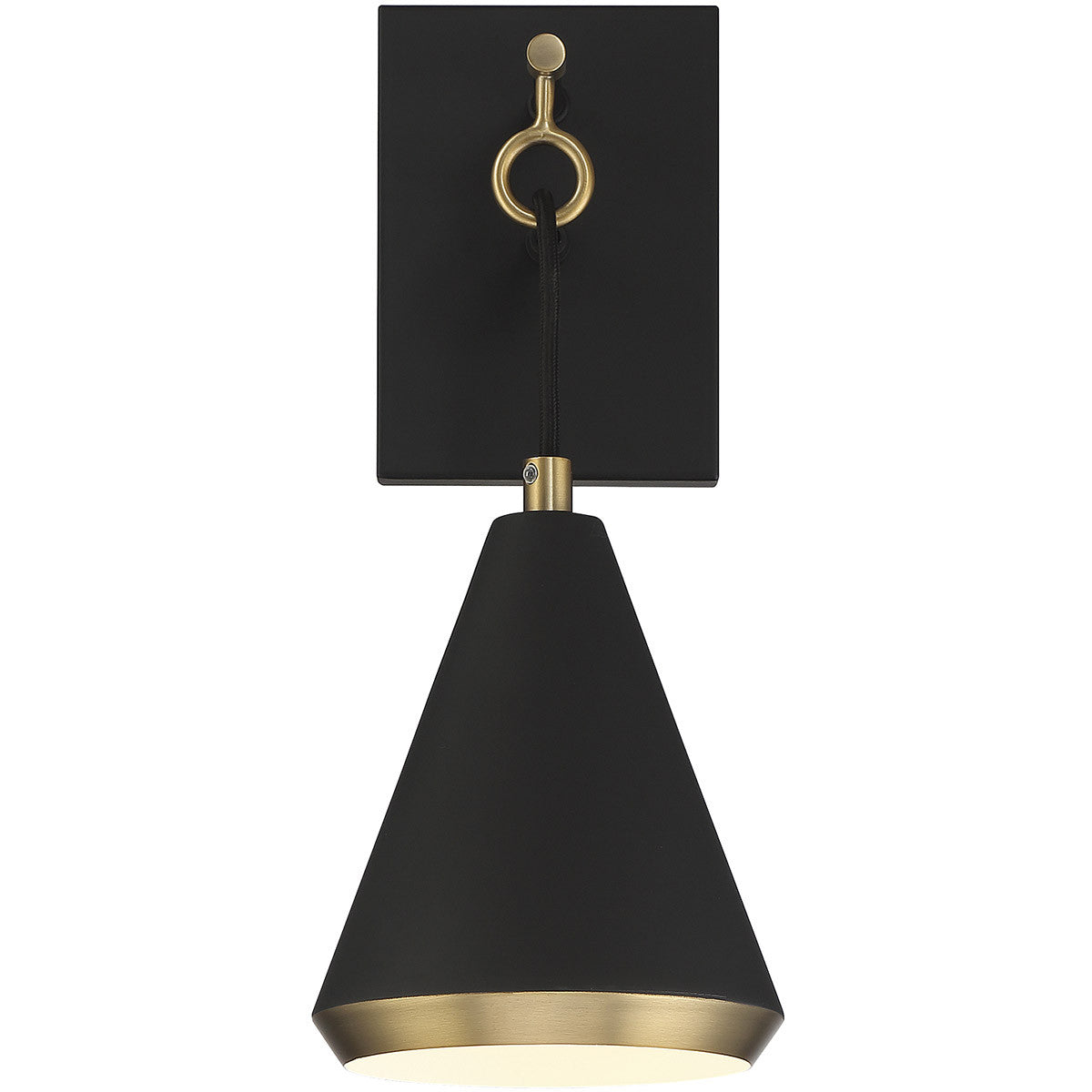 Meridian Lite Trends 1-Light Wall Sconce in Matte Black with Natural Brass M90066MBKNB