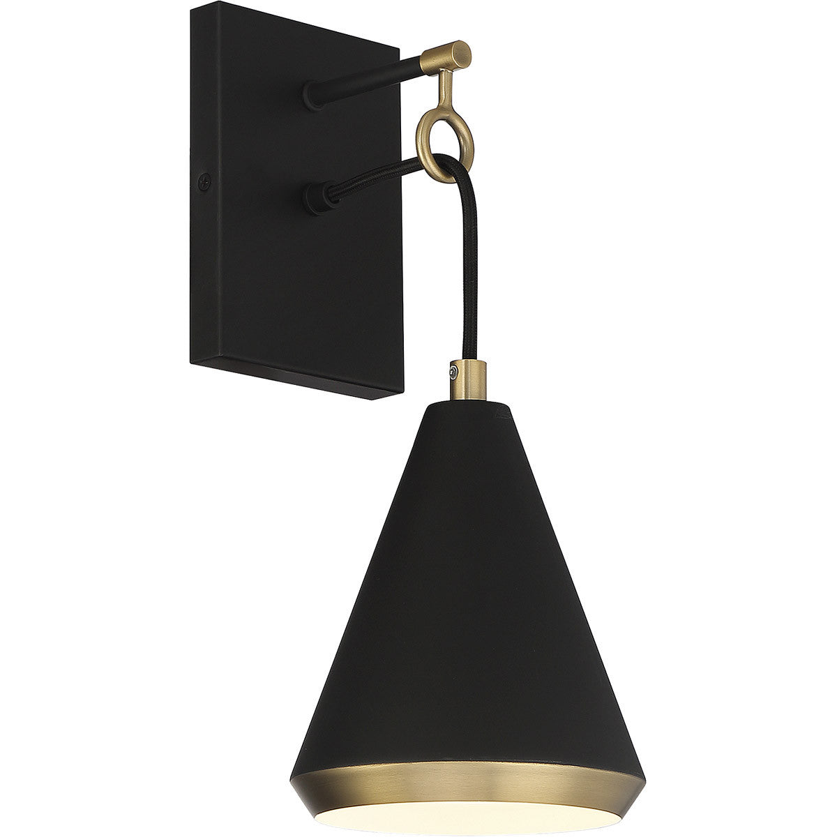 Meridian Lite Trends 1-Light Wall Sconce in Matte Black with Natural Brass M90066MBKNB