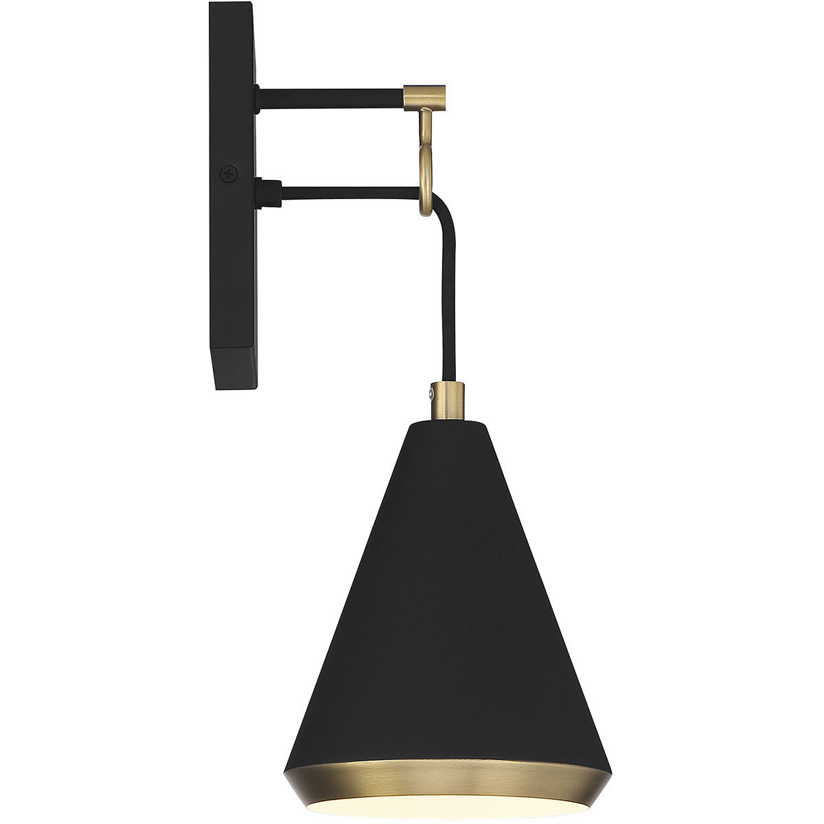 Meridian Lite Trends 1-Light Wall Sconce in Matte Black with Natural Brass M90066MBKNB