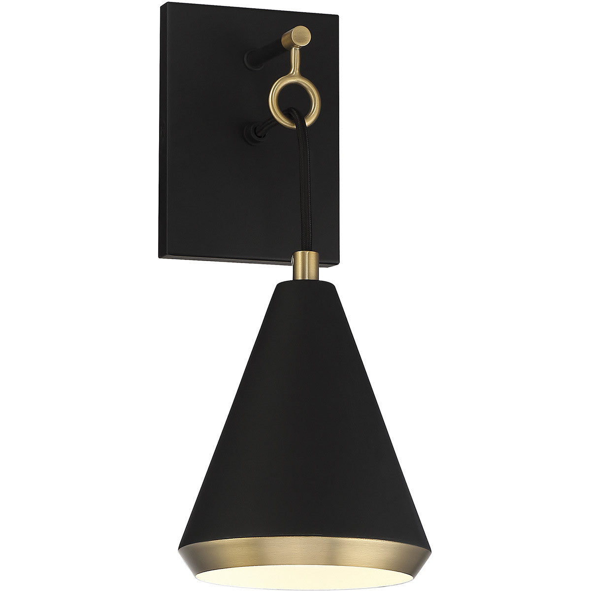 Meridian 1-Light Wall Sconce in Matte Black with Natural Brass M90066MBKNB