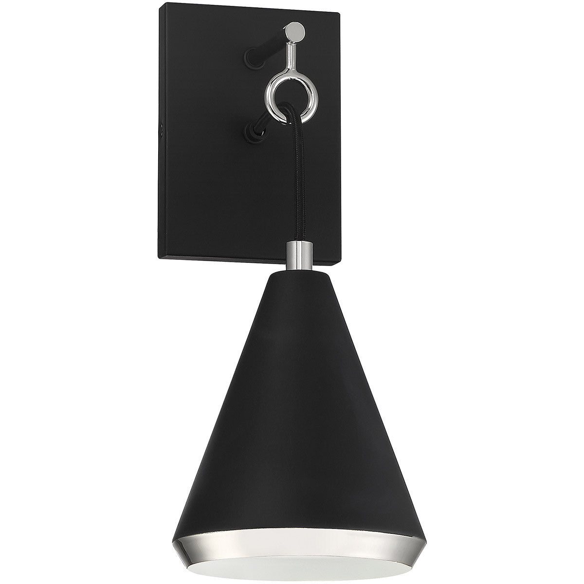 Meridian Lite Trends 1-Light Wall Sconce in Matte Black with Polished Nickel M90066MBKPN