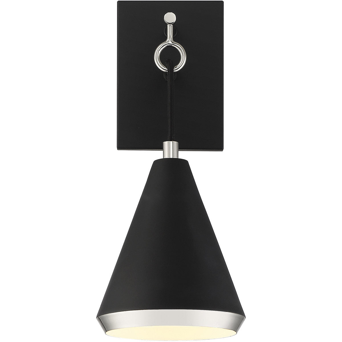 Meridian Lite Trends 1-Light Wall Sconce in Matte Black with Polished Nickel M90066MBKPN