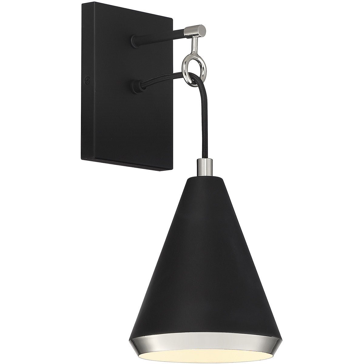 Meridian Lite Trends 1-Light Wall Sconce in Matte Black with Polished Nickel M90066MBKPN