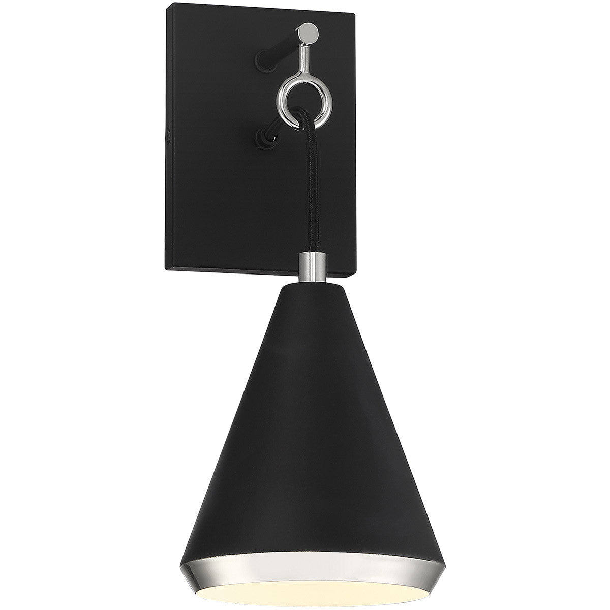 Meridian 1-Light Wall Sconce in Matte Black with Polished Nickel M90066MBKPN