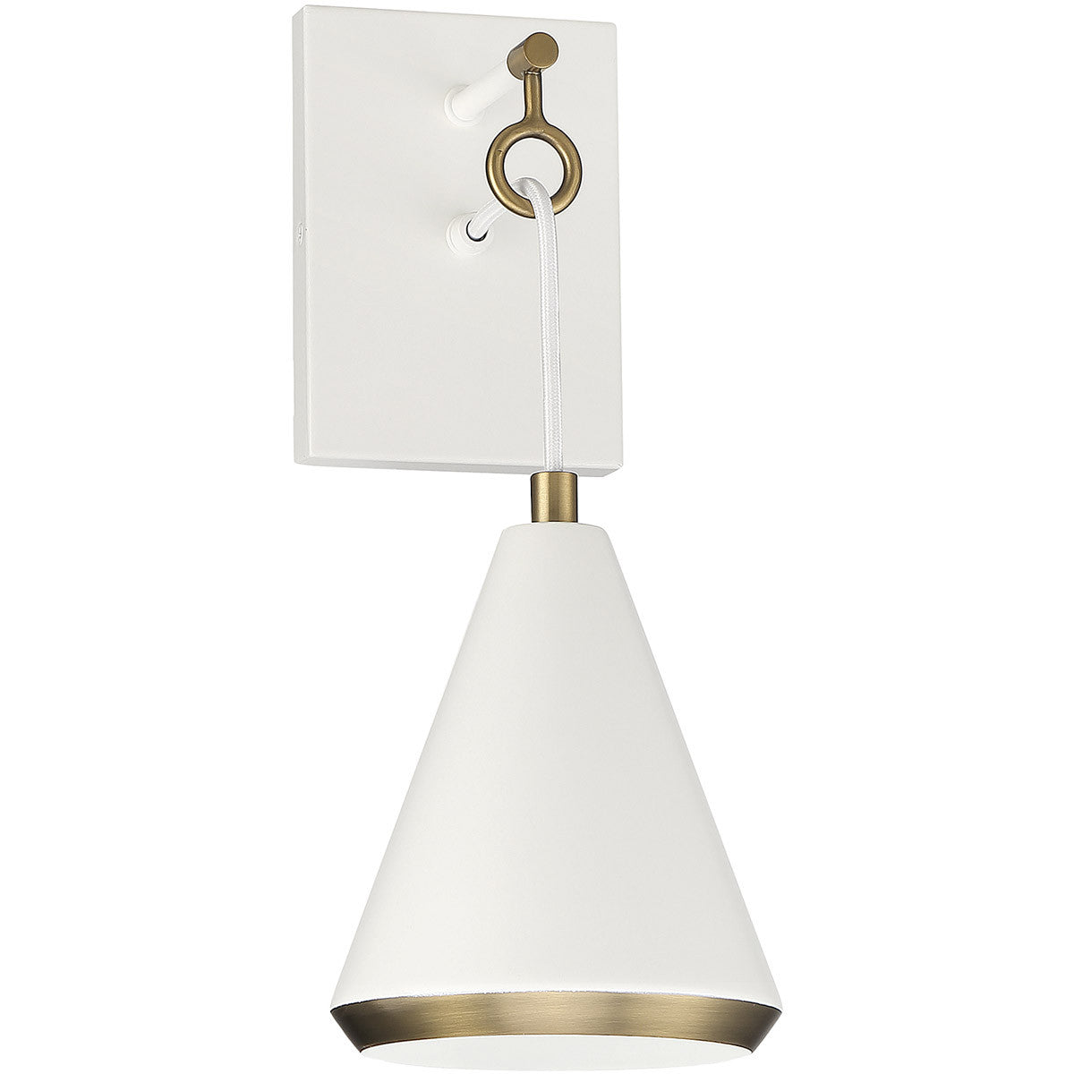 Meridian Lite Trends 1-Light Wall Sconce in White with Natural Brass M90066WHNB