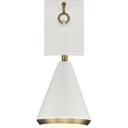 Meridian Lite Trends 1-Light Wall Sconce in White with Natural Brass M90066WHNB