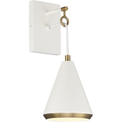 Meridian Lite Trends 1-Light Wall Sconce in White with Natural Brass M90066WHNB