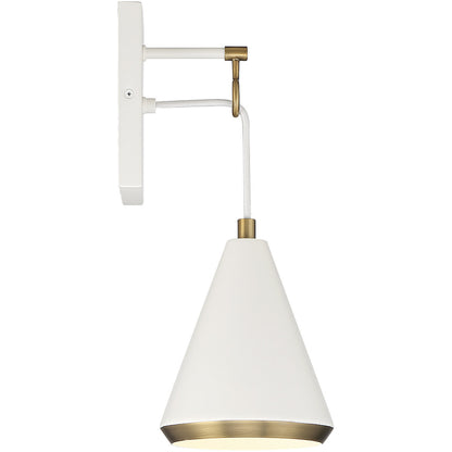 Meridian Lite Trends 1-Light Wall Sconce in White with Natural Brass M90066WHNB