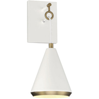 Meridian Lite Trends 1-Light Wall Sconce in White with Natural Brass M90066WHNB