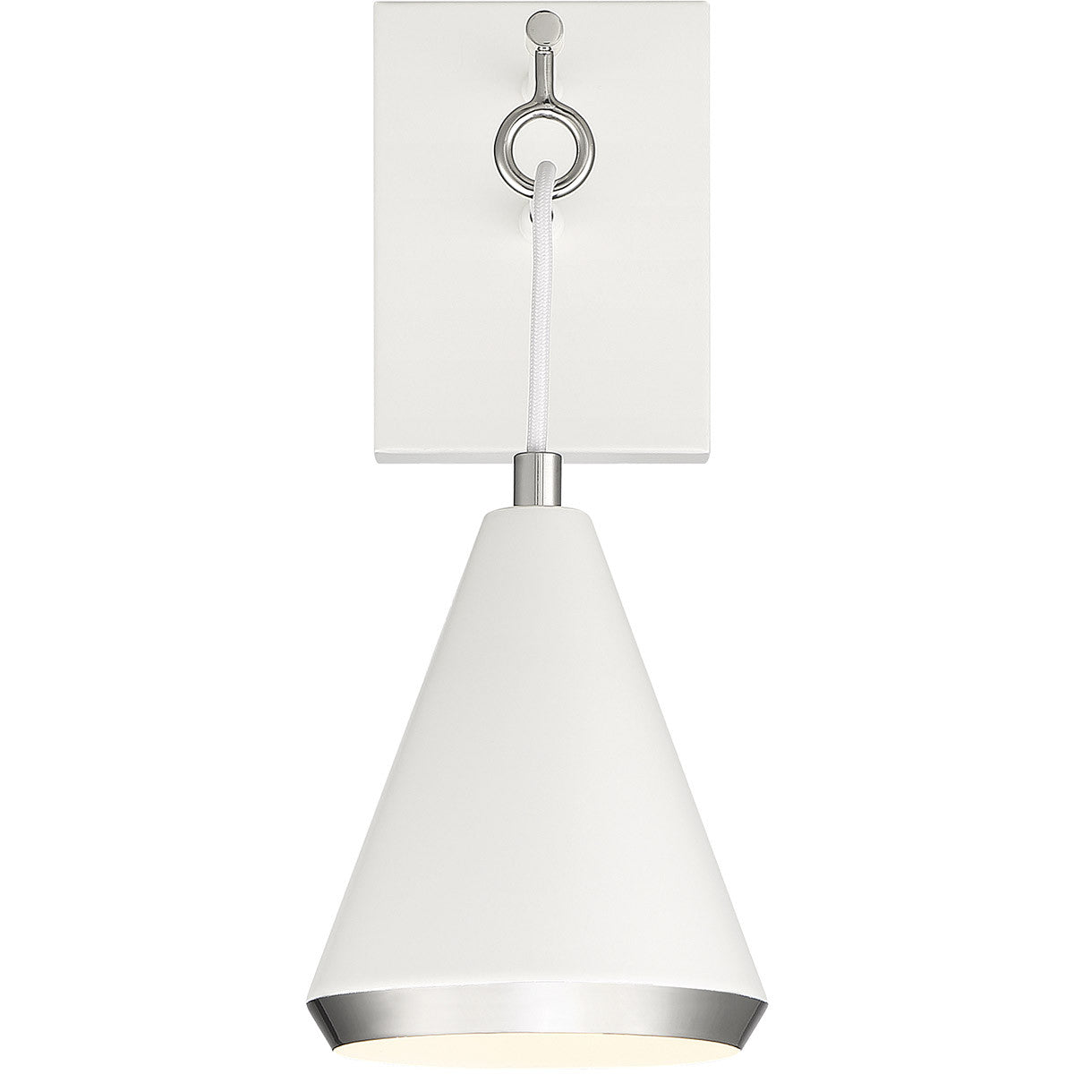 Meridian Lite Trends 1-Light Wall Sconce in White with Polished Nickel M90066WHPN