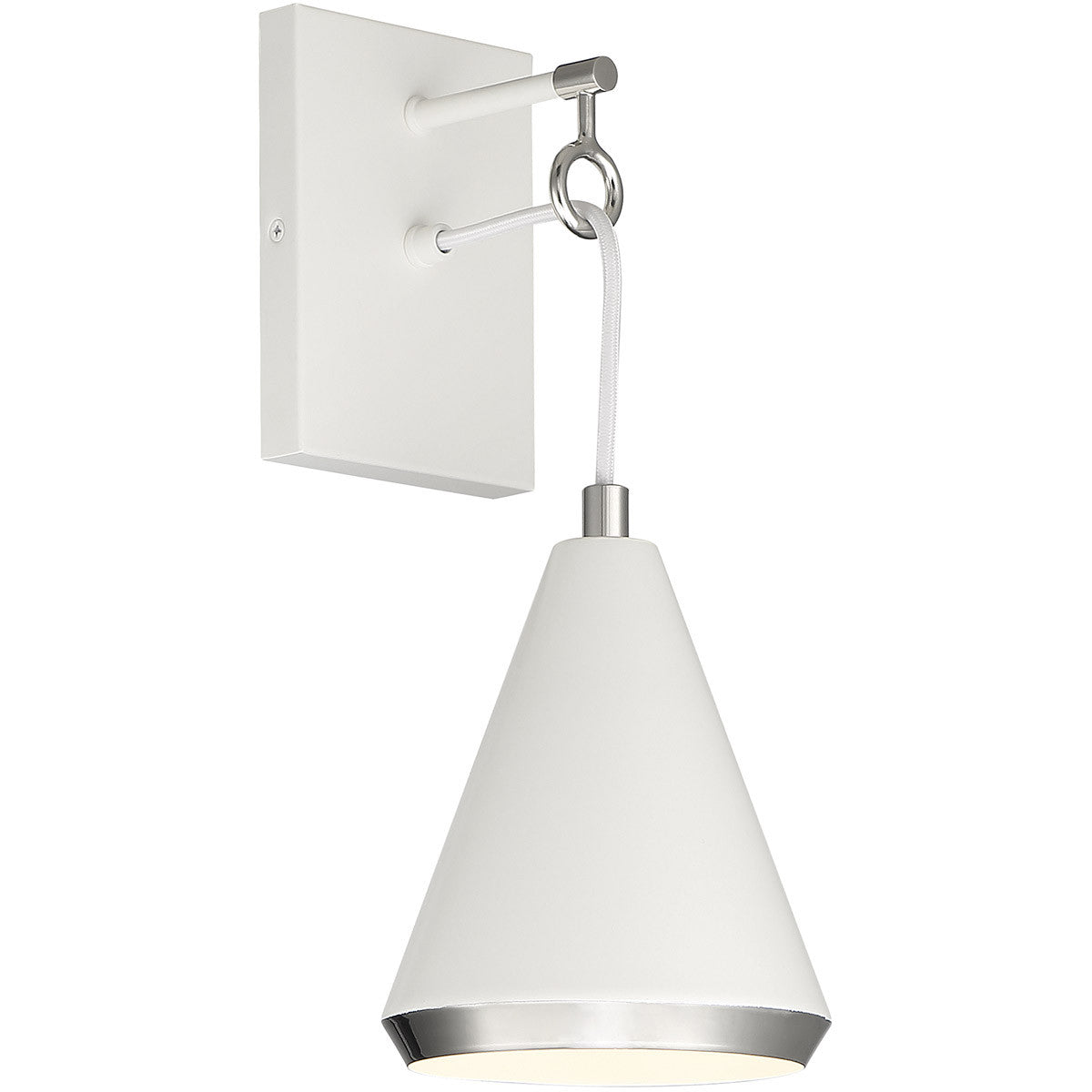 Meridian Lite Trends 1-Light Wall Sconce in White with Polished Nickel M90066WHPN