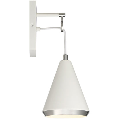 Meridian Lite Trends 1-Light Wall Sconce in White with Polished Nickel M90066WHPN