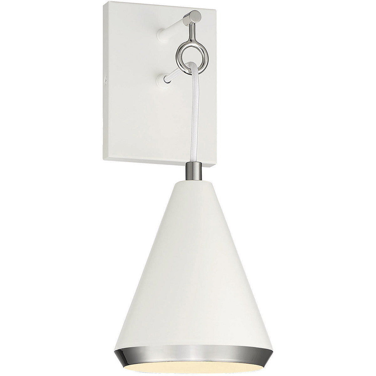 Meridian 1-Light Wall Sconce in White with Polished Nickel M90066WHPN