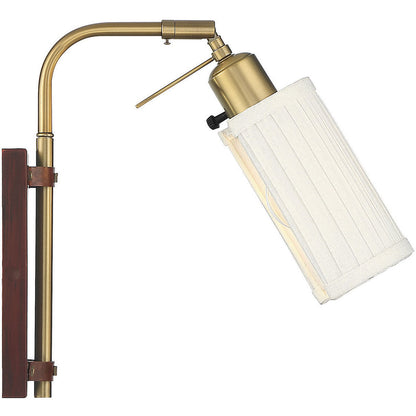 Meridian Lite Trends 1-Light Adjustable Wall Sconce in Redwood with Natural Brass M90068NB