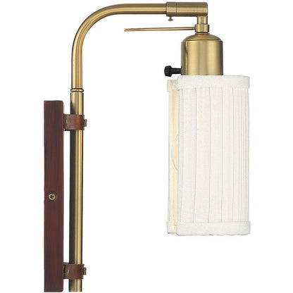 Meridian Lite Trends 1-Light Adjustable Wall Sconce in Redwood with Natural Brass M90068NB