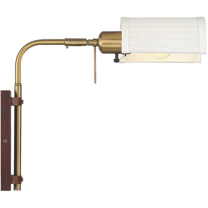 Meridian Lite Trends 1-Light Adjustable Wall Sconce in Redwood with Natural Brass M90068NB