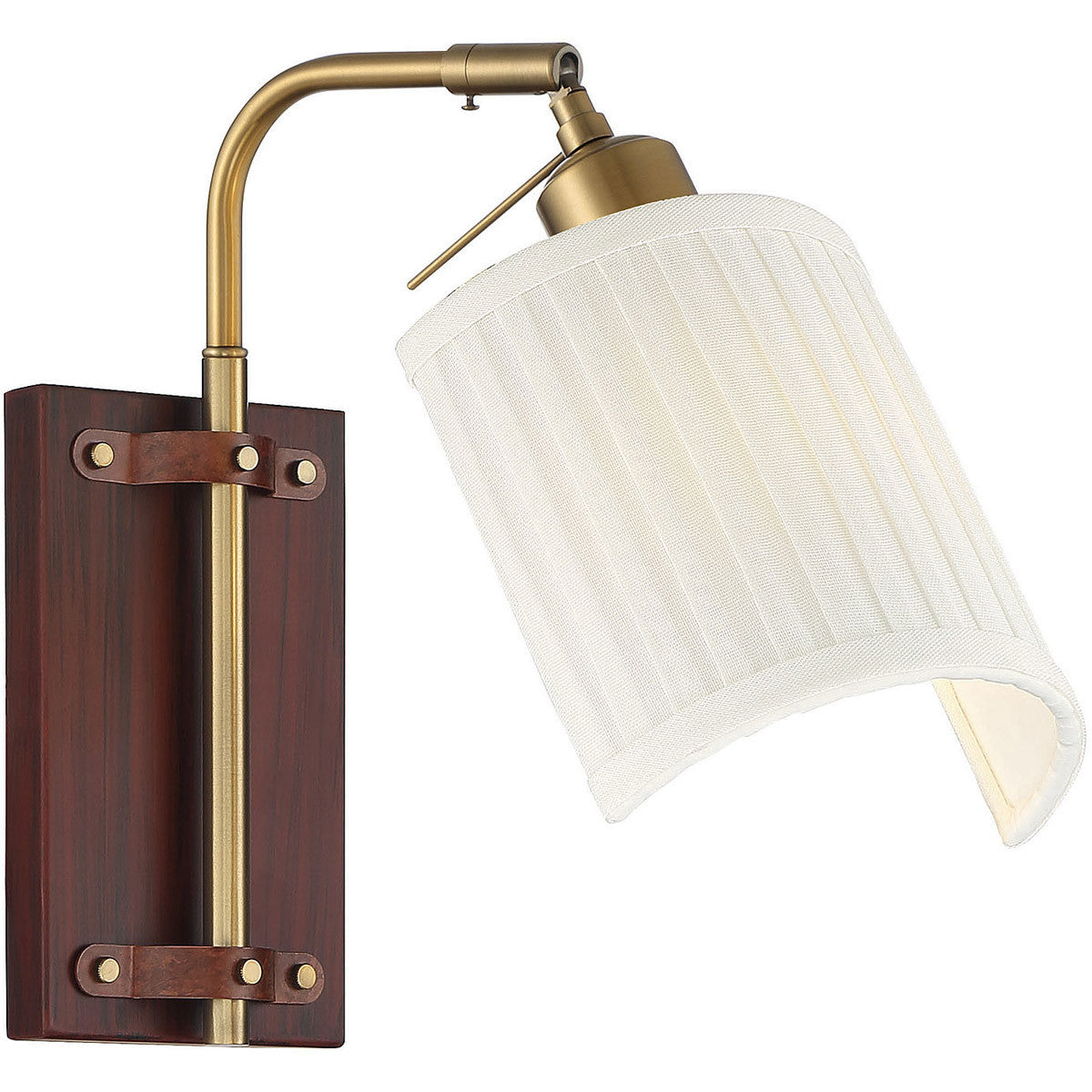 Meridian 1-Light Adjustable Wall Sconce in Redwood with Natural Brass M90068NB