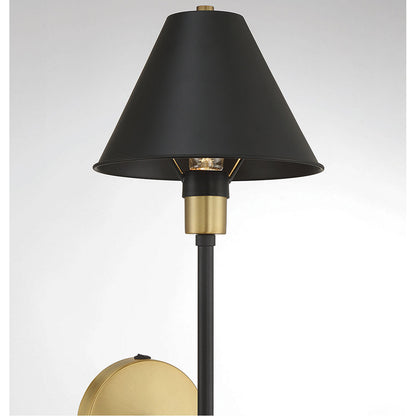 Meridian Lite Trends 1-Light Wall Sconce in Black with Natural Brass Accents M90070BNB