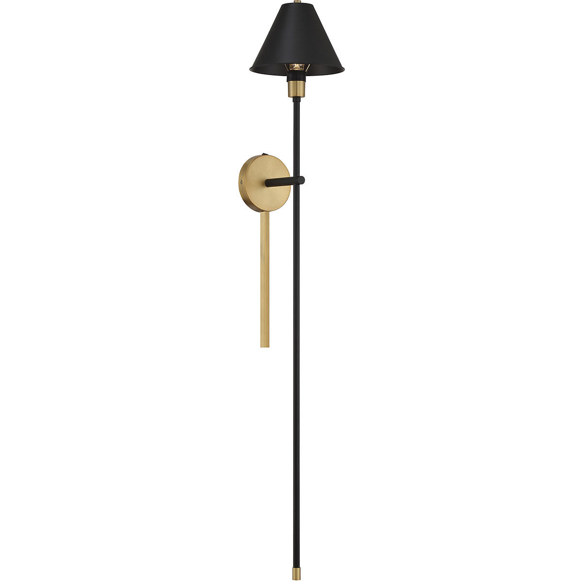 Meridian Lite Trends 1-Light Wall Sconce in Black with Natural Brass Accents M90070BNB