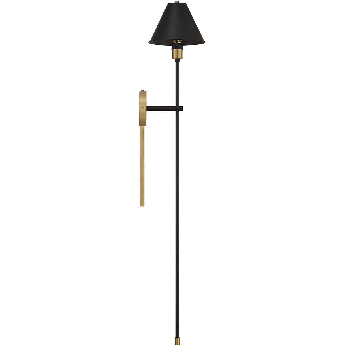 Meridian Lite Trends 1-Light Wall Sconce in Black with Natural Brass Accents M90070BNB