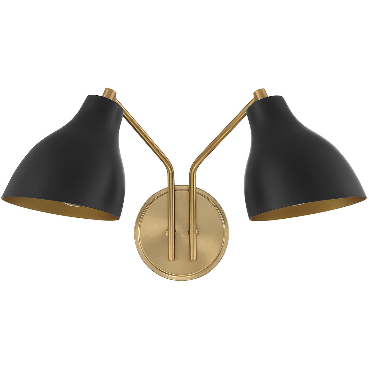 Meridian Lite Trends 2-Light Wall Sconce in Matte Black with Natural Brass M90075MBKNB