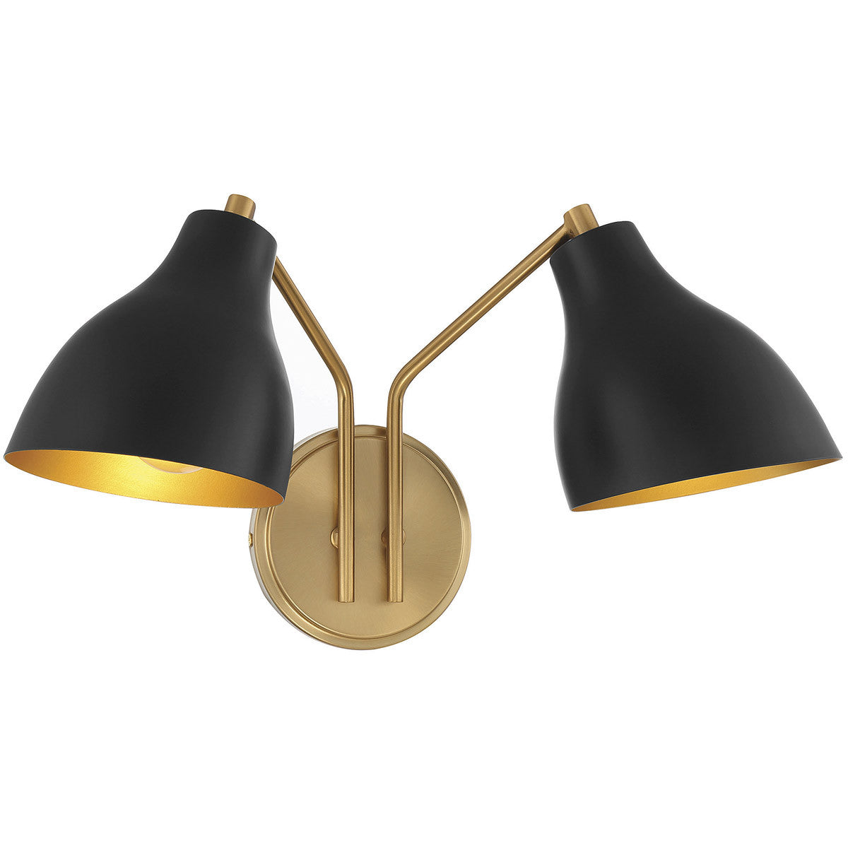 Meridian Lite Trends 2-Light Wall Sconce in Matte Black with Natural Brass M90075MBKNB