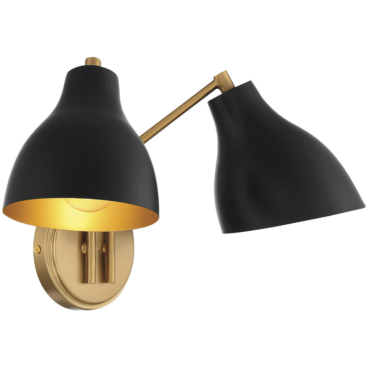 Meridian Lite Trends 2-Light Wall Sconce in Matte Black with Natural Brass M90075MBKNB