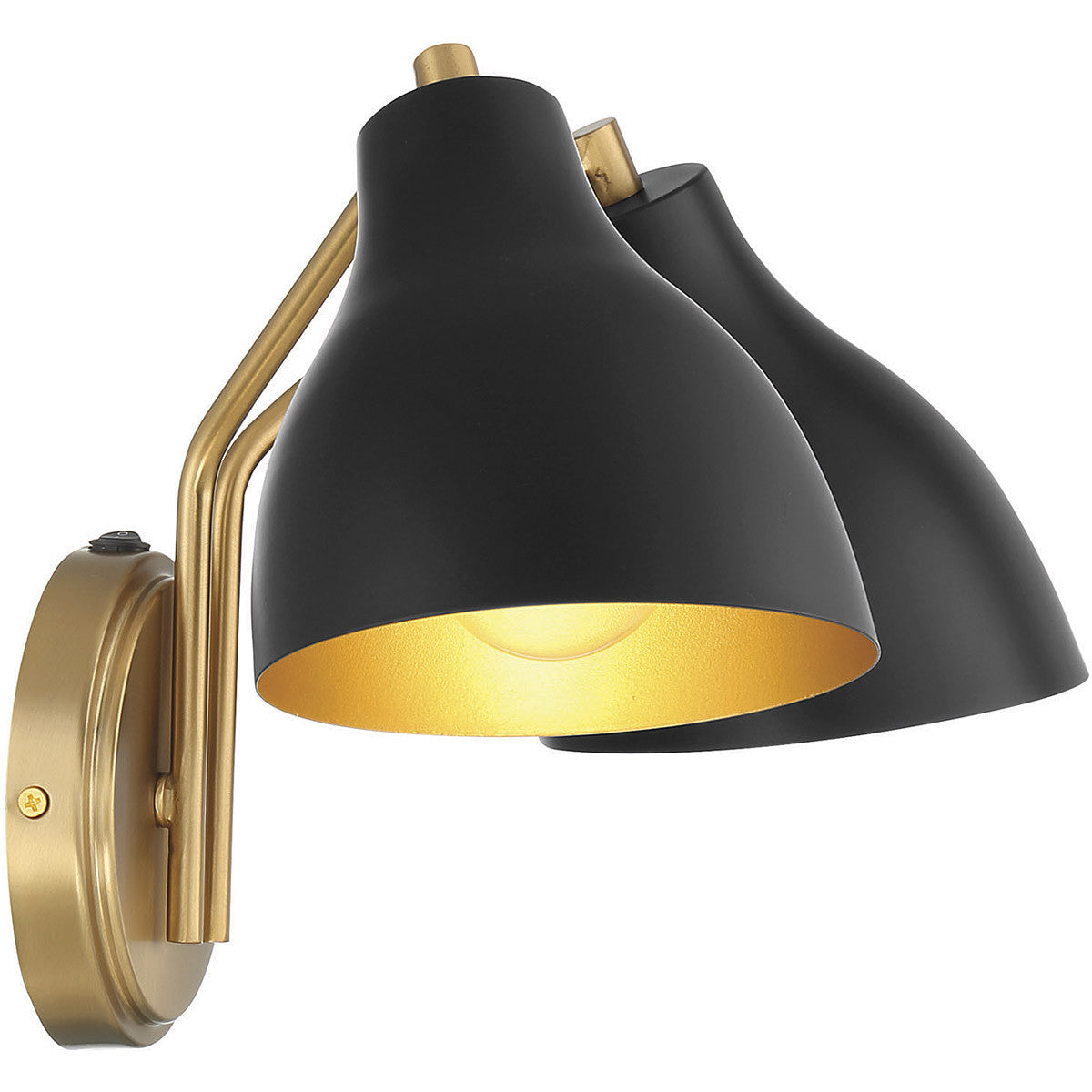 Meridian Lite Trends 2-Light Wall Sconce in Matte Black with Natural Brass M90075MBKNB